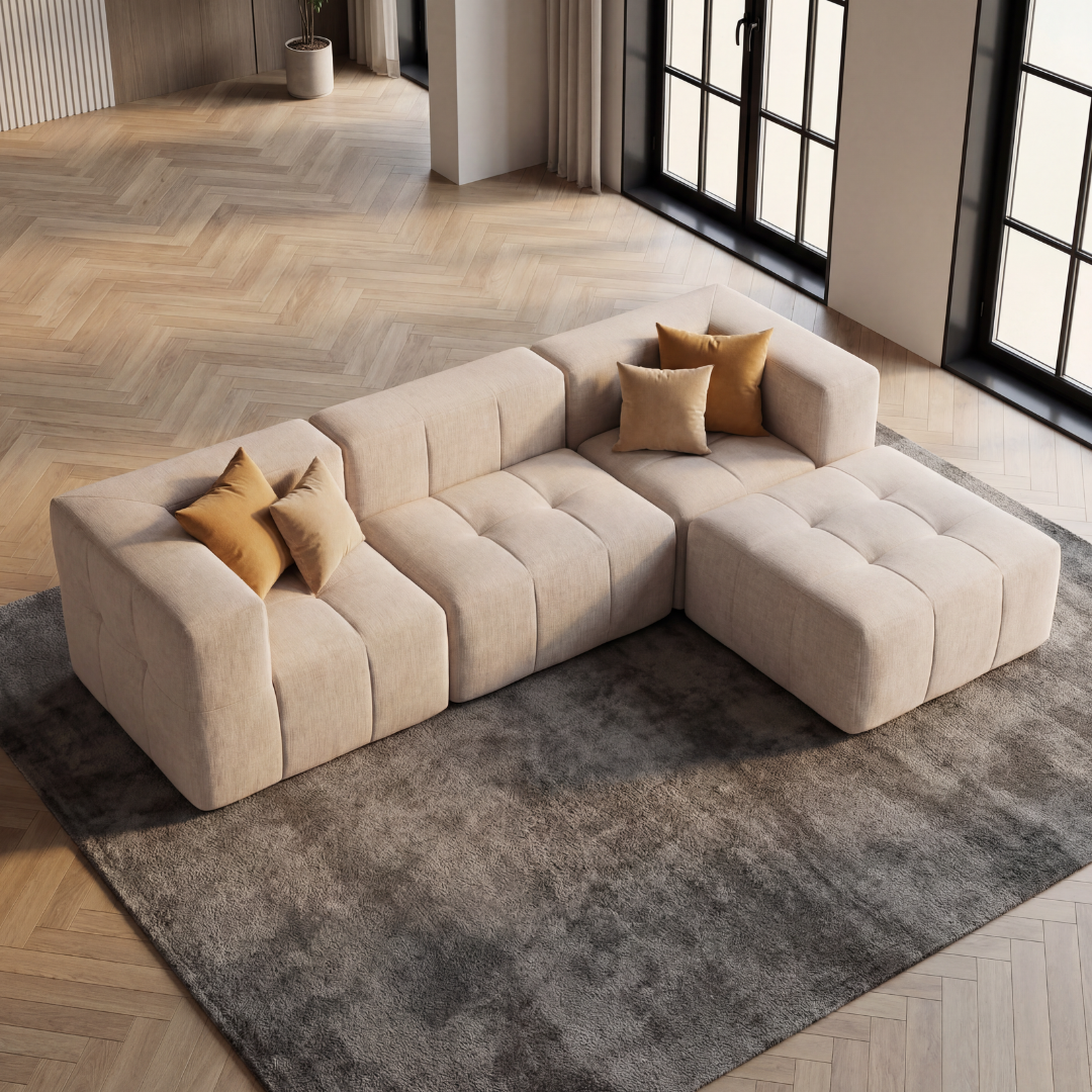 Sofá modular Bold 2 plazas con pouf