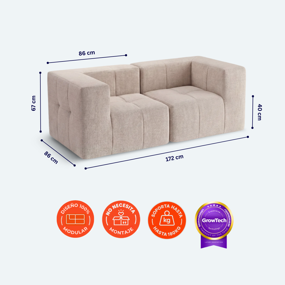 Sofá modular Bold 2 plazas con 2 reposabrazos