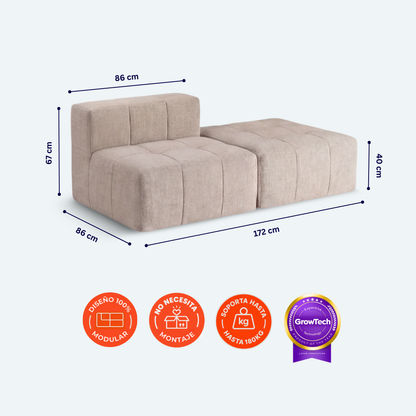 Sofá modular Bold 1 plaza con pouf