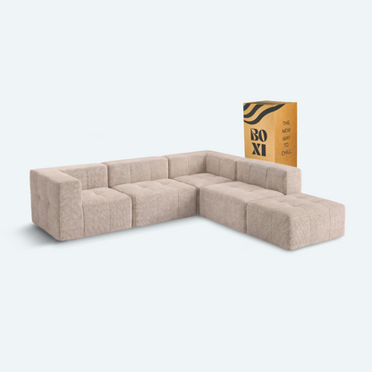 Sofá modular Bold 3 plazas con 1 reposabrazos y pouf