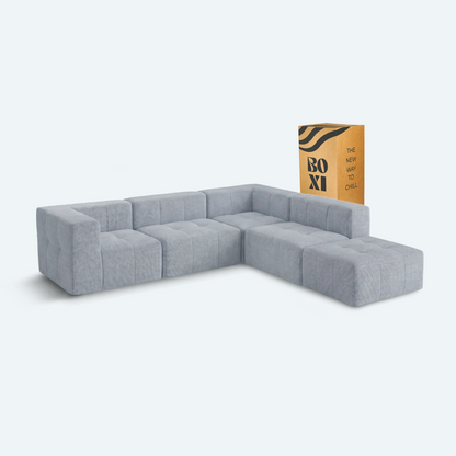 Sofá modular Bold 3 plazas con 1 reposabrazos y pouf