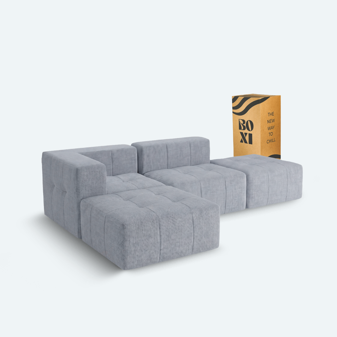 Sofá modular Bold 2 plazas con 2 poufs