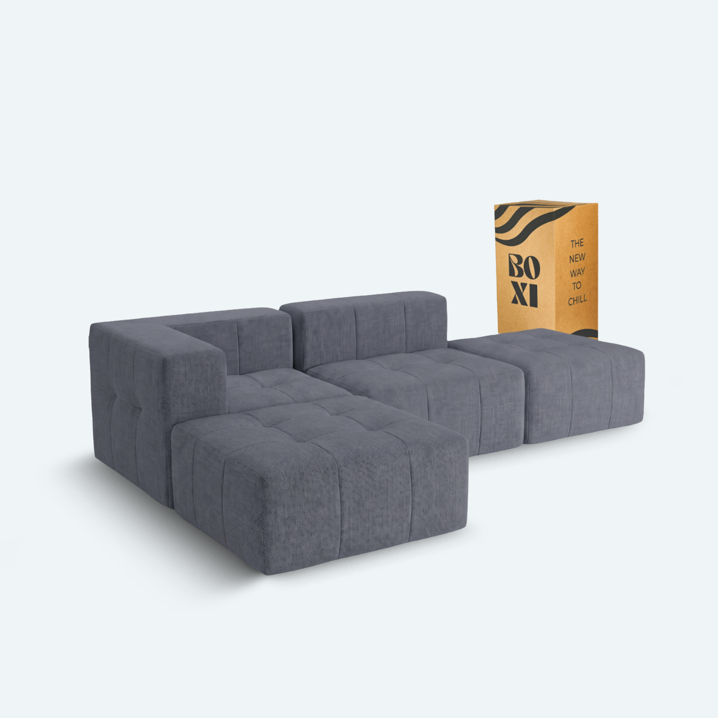 Sofá modular Bold 2 plazas con 2 poufs