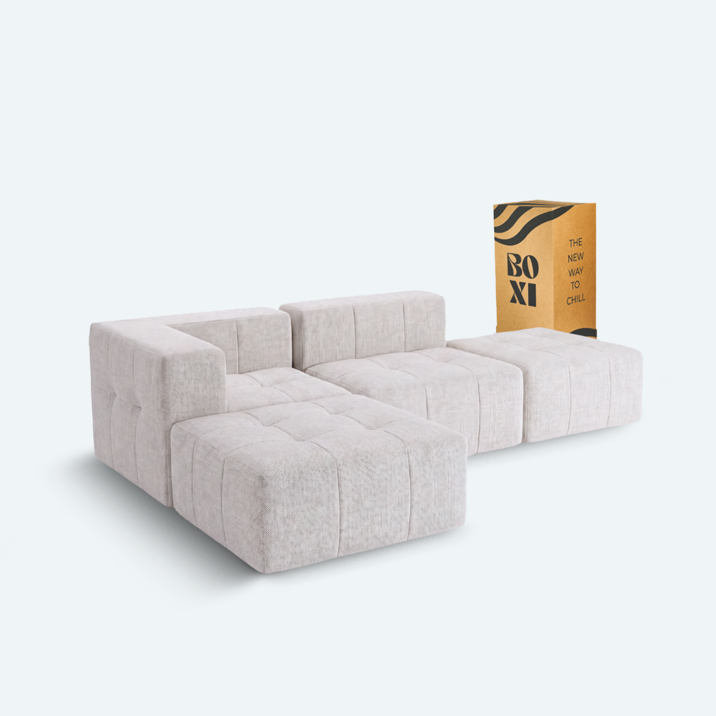 Sofá modular Bold 2 plazas con 2 poufs
