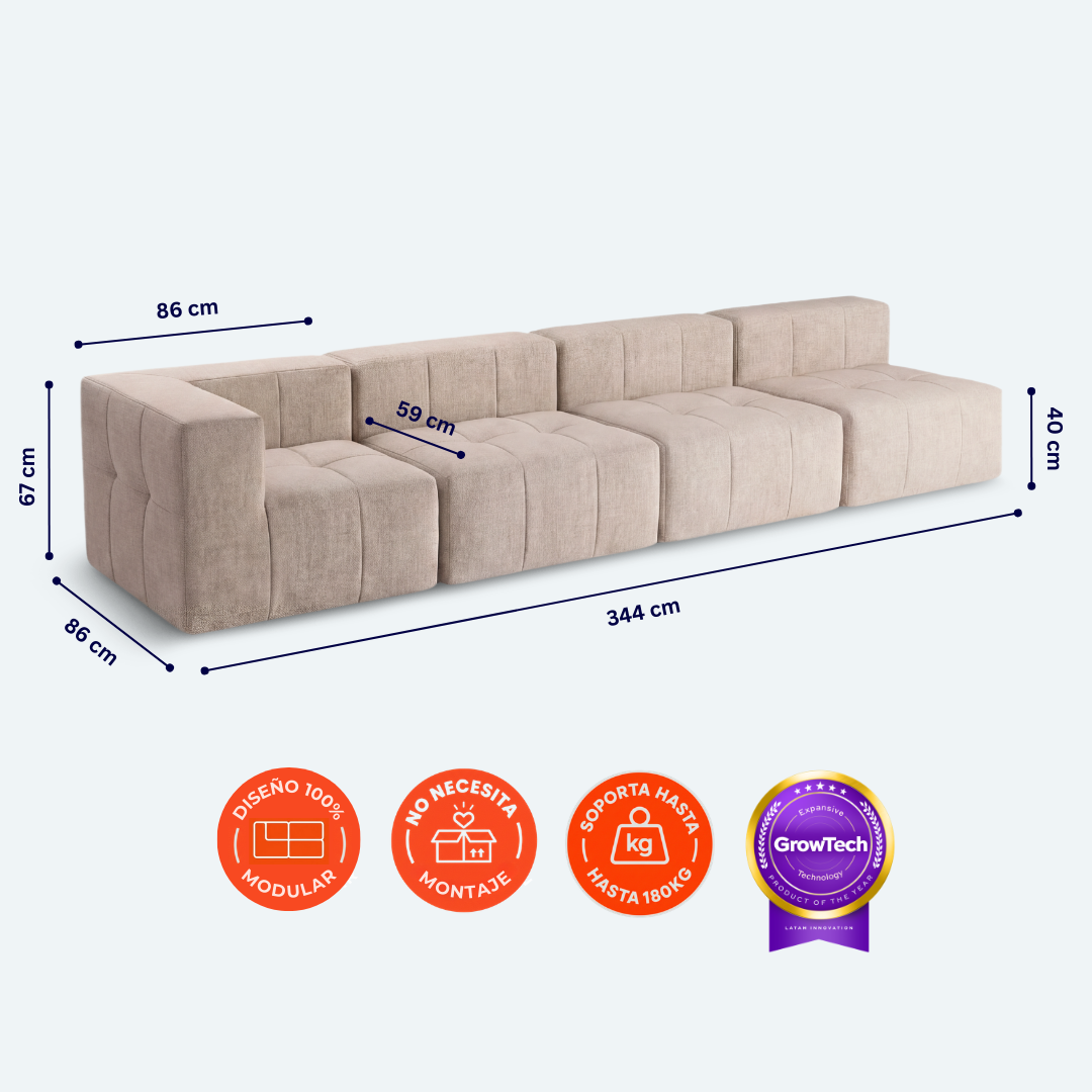 Sofá modular Bold 4 plazas con 1 reposabrazos