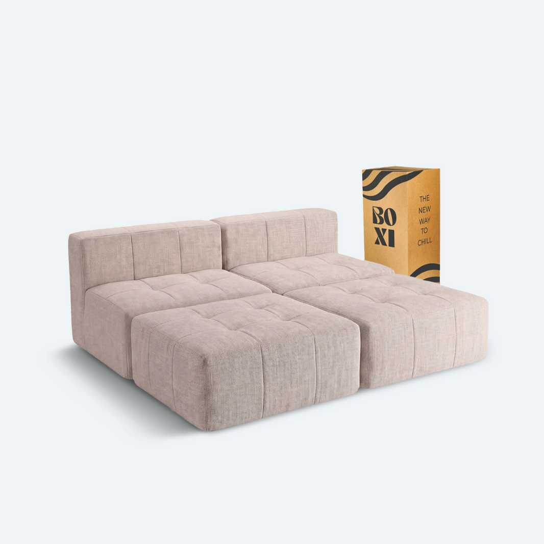 Sofá modular Bold 2 plazas con 2 poufs