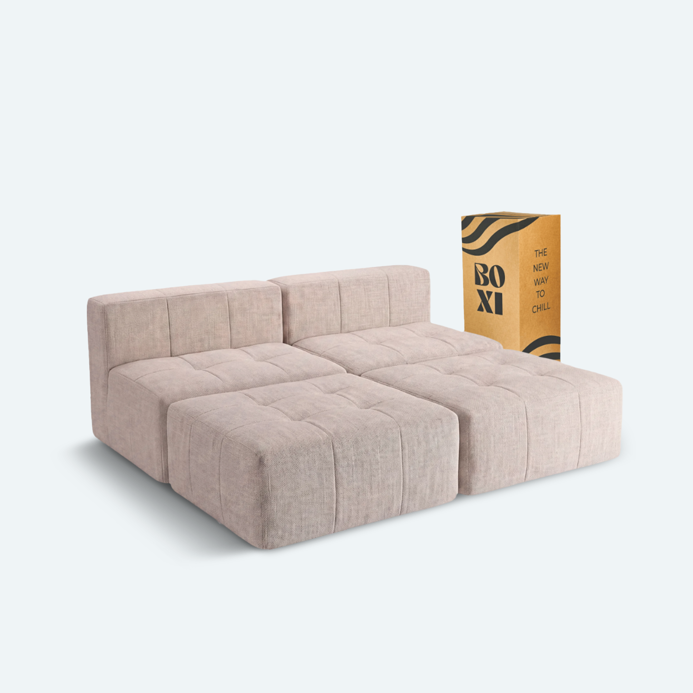 Sofá modular Bold 2 plazas con 2 poufs