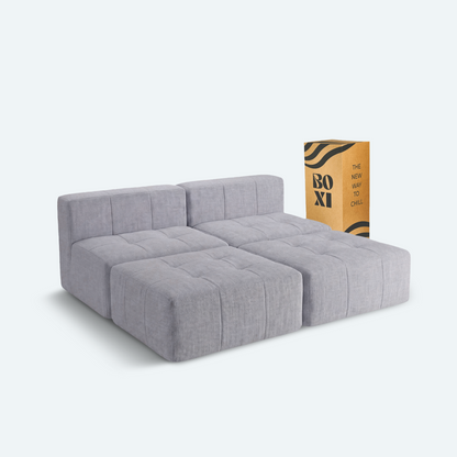 Sofá modular Bold 2 plazas con 2 poufs