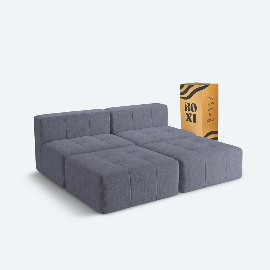 Sofá modular Bold 2 plazas con 2 poufs