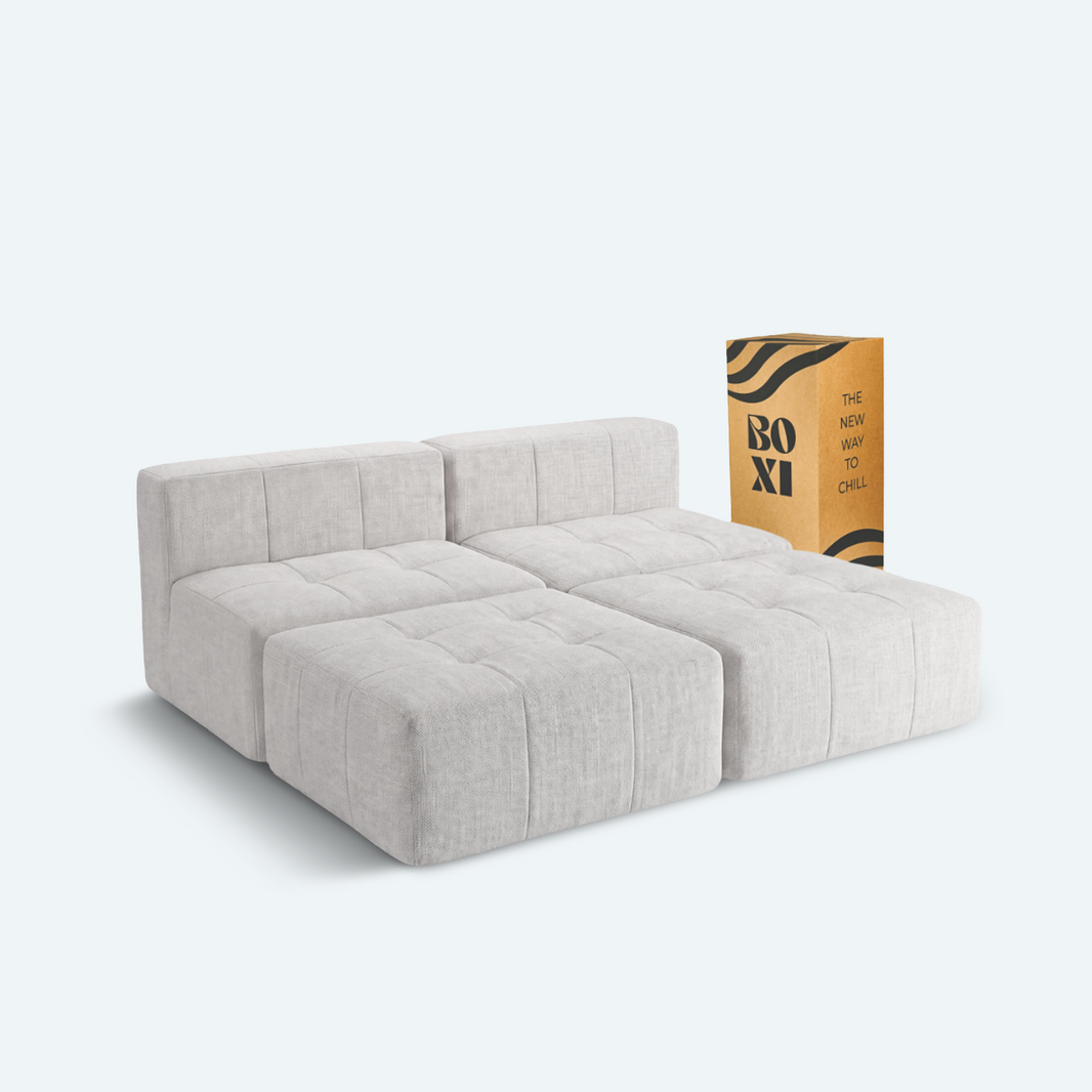 Sofá modular Bold 2 plazas con 2 poufs