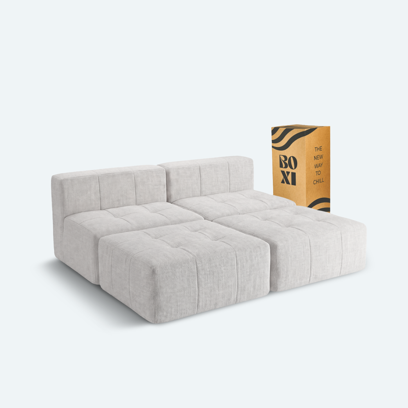 Sofá modular Bold 2 plazas con 2 poufs