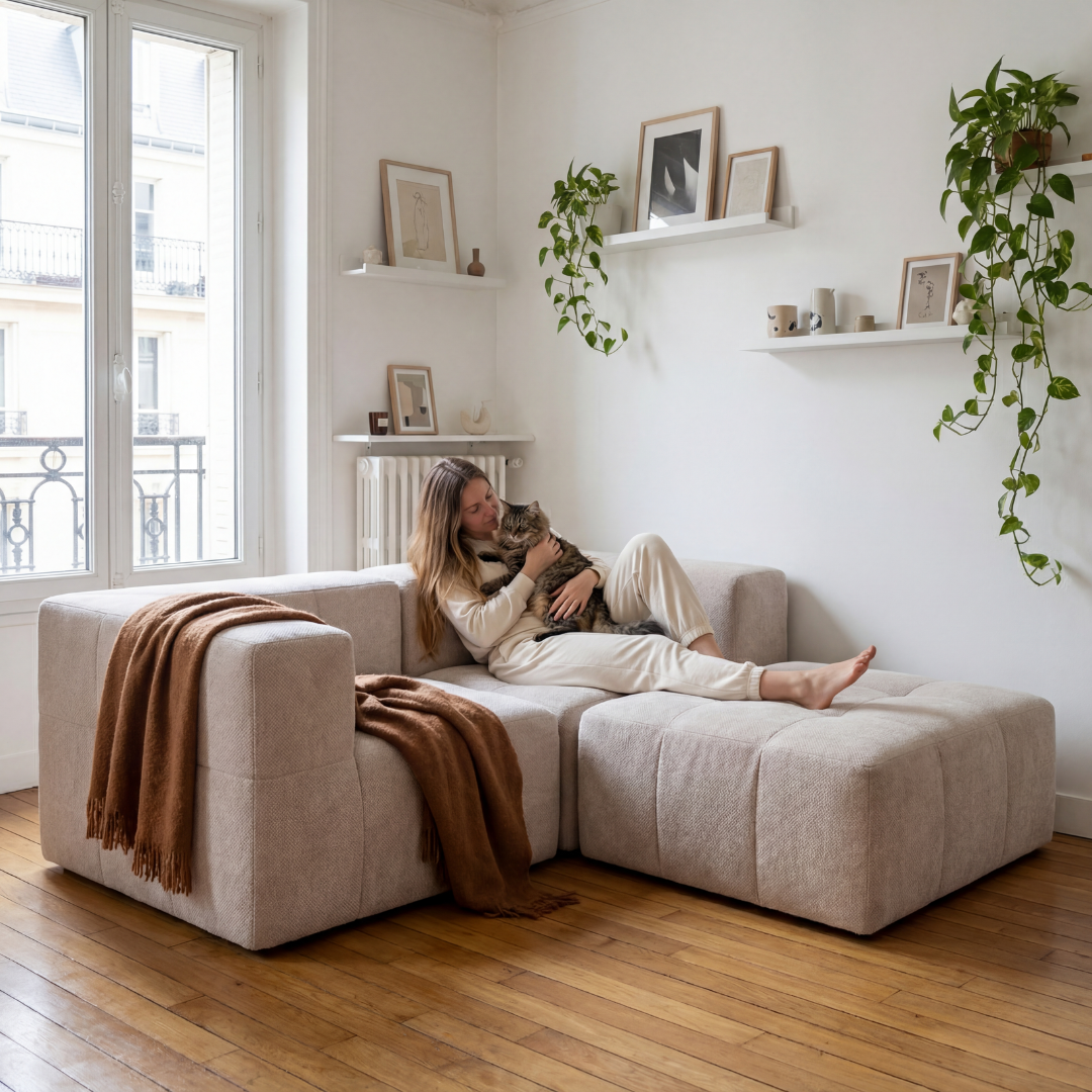 Sofá modular Bold 2 plazas con pouf