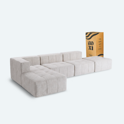 Sofá modular Bold 2 plazas con 1 reposabrazos y 2 pouf