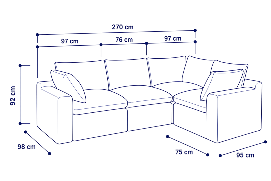 Sofá modular Cloud 4 plazas con 2 reposabrazos
