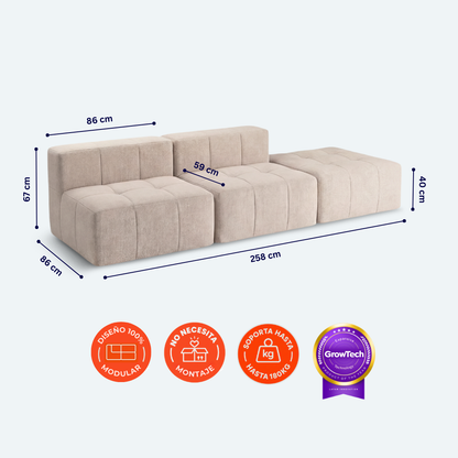 Sofá modular Bold 2 plazas con pouf