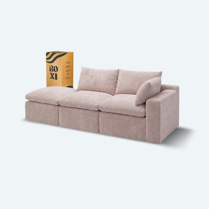 Sofá modular Cloud 2 plazas con 1 reposabrazos y pouf