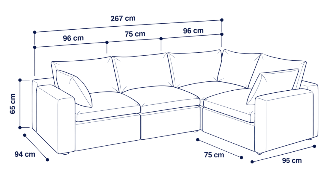 Sofá modular Cloud 4 plazas con 3 reposabrazos
