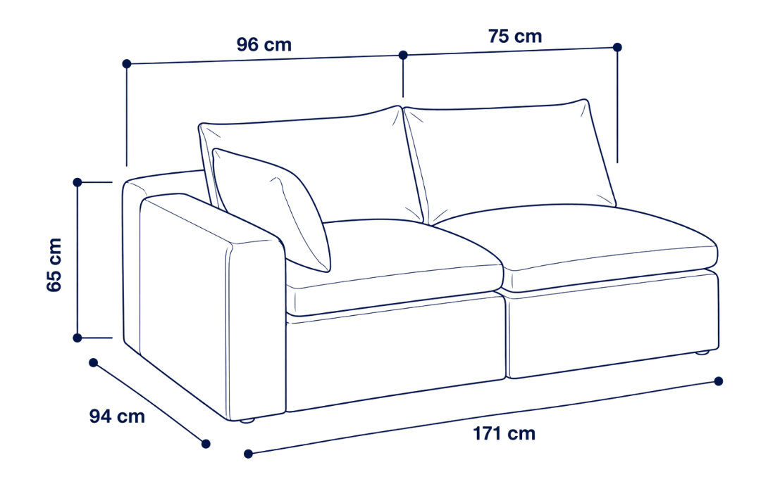 Sofá modular Cloud 2 plazas con 1 reposabrazos