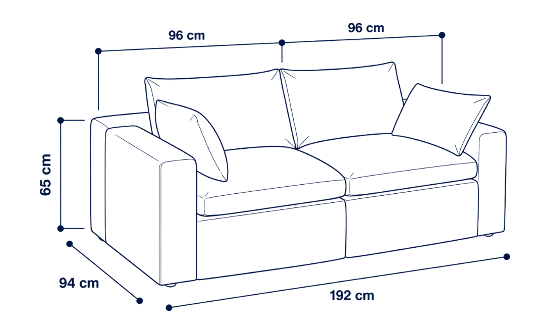Sofá modular Cloud 2 plazas con 2 reposabrazos