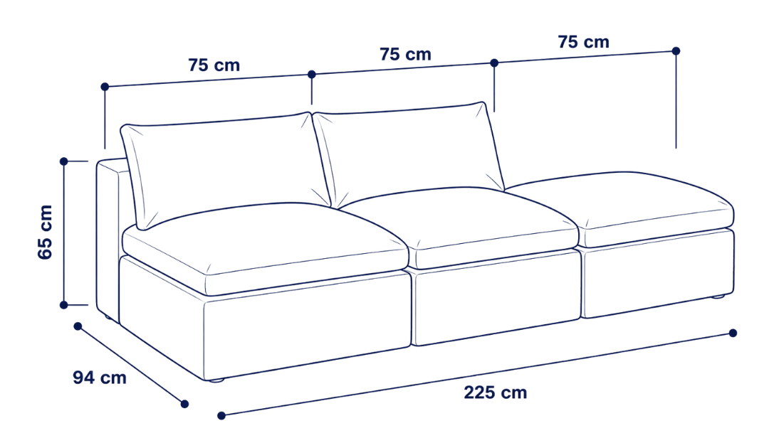 Sofá modular Cloud 2 plazas con pouf