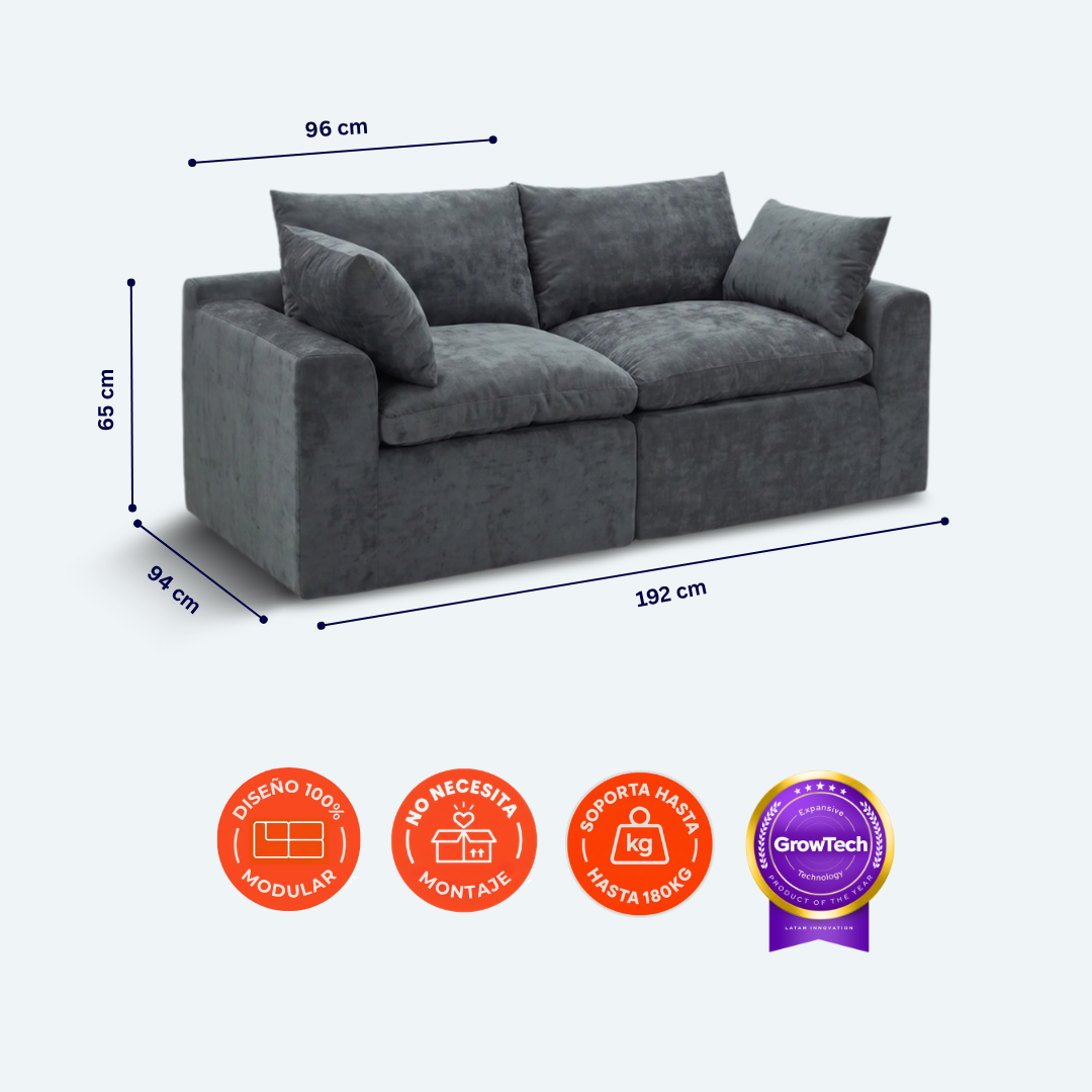 Sofá modular Cloud 2 plazas con 2 reposabrazos
