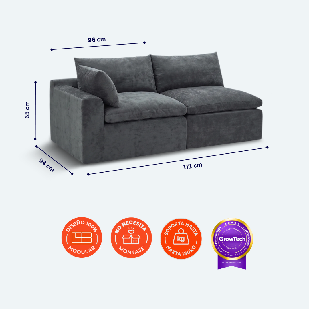 Sofá modular Cloud 2 plazas con 1 reposabrazos