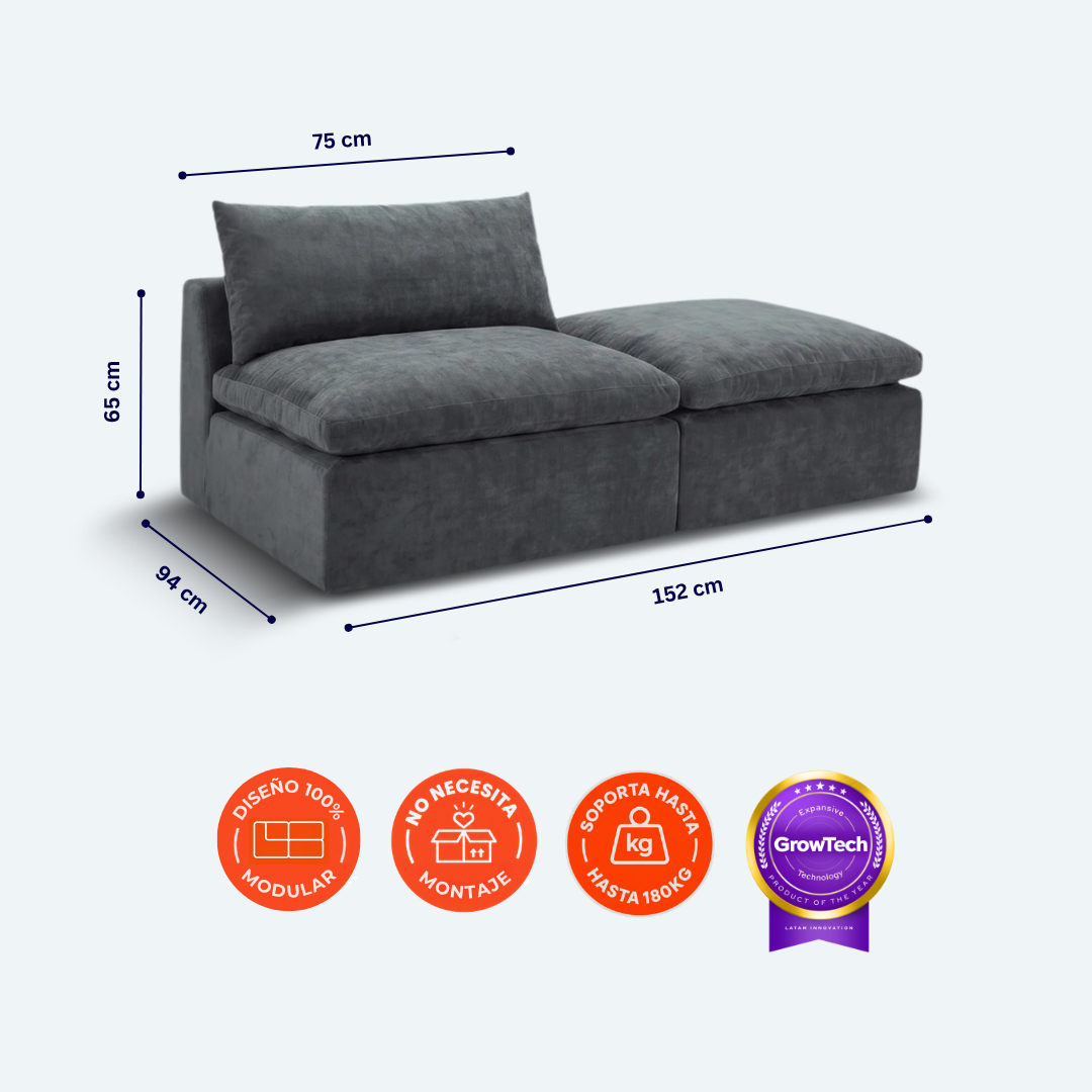 Sofá modular Cloud 1 plaza con pouf