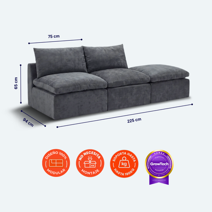 Sofá modular Cloud 2 plazas con pouf