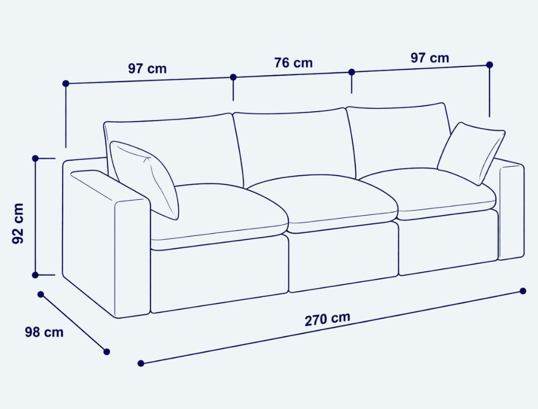 Sofá modular Cloud 3 plazas con 2 reposabrazos