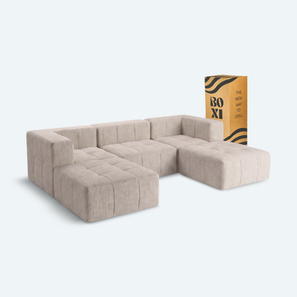 Sofá modular Bold 3 plazas con 2 reposabrazos y 2 pouf
