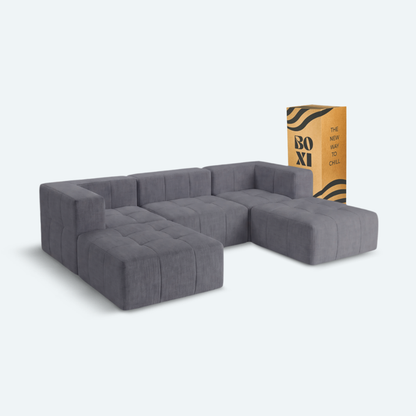 Sofá modular Bold 3 plazas con 2 reposabrazos y 2 pouf