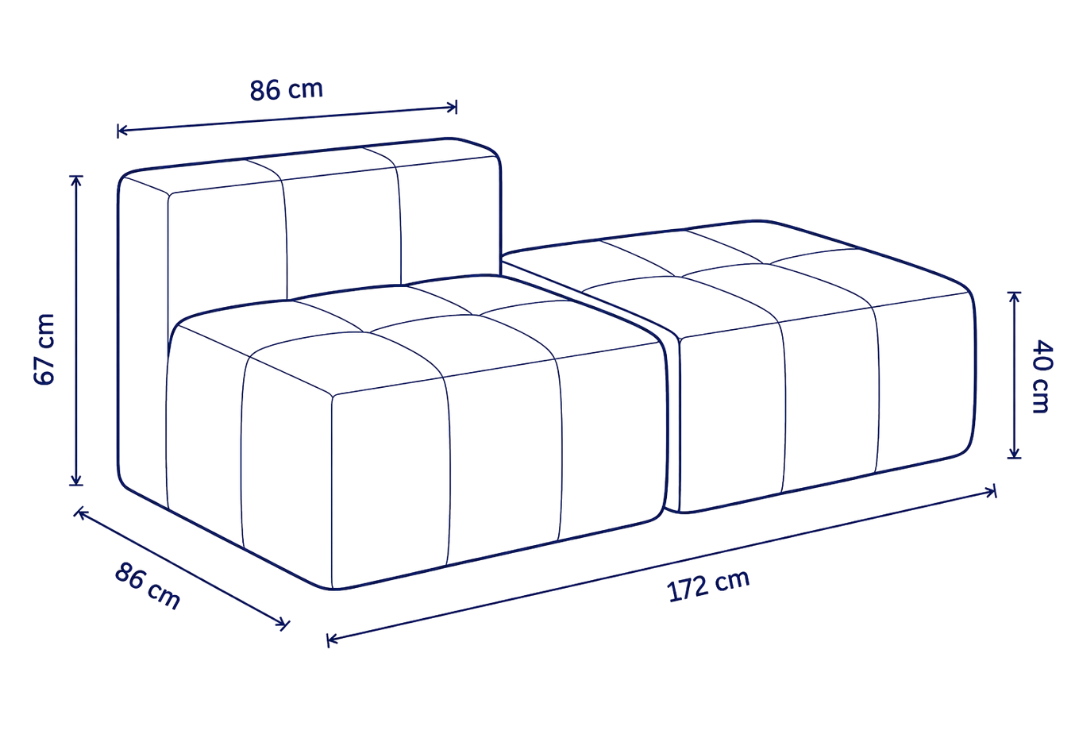 Sofá modular Bold 1 plaza con pouf