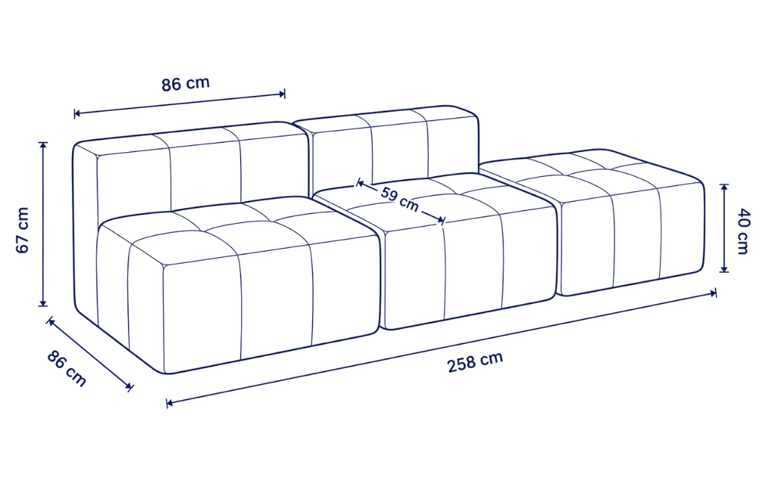 Sofá modular Bold 2 plazas con pouf