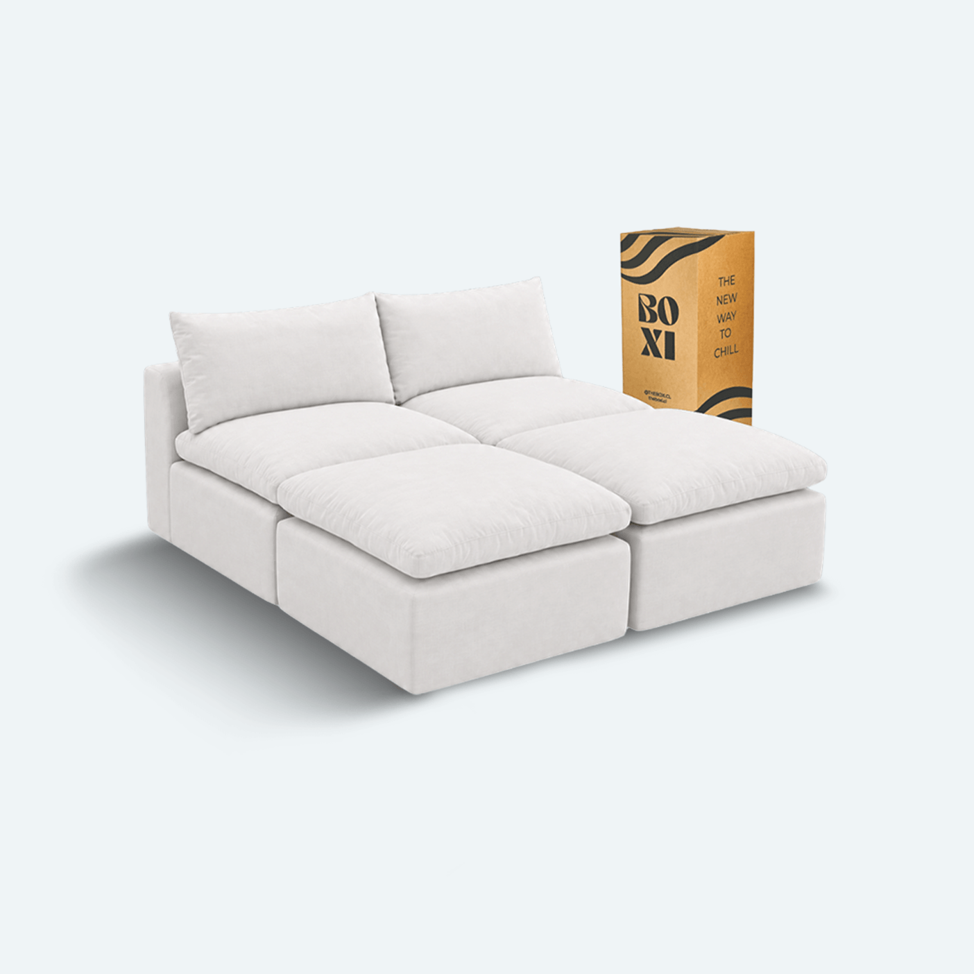 Sofá modular Cloud 2 plazas con 2 poufs