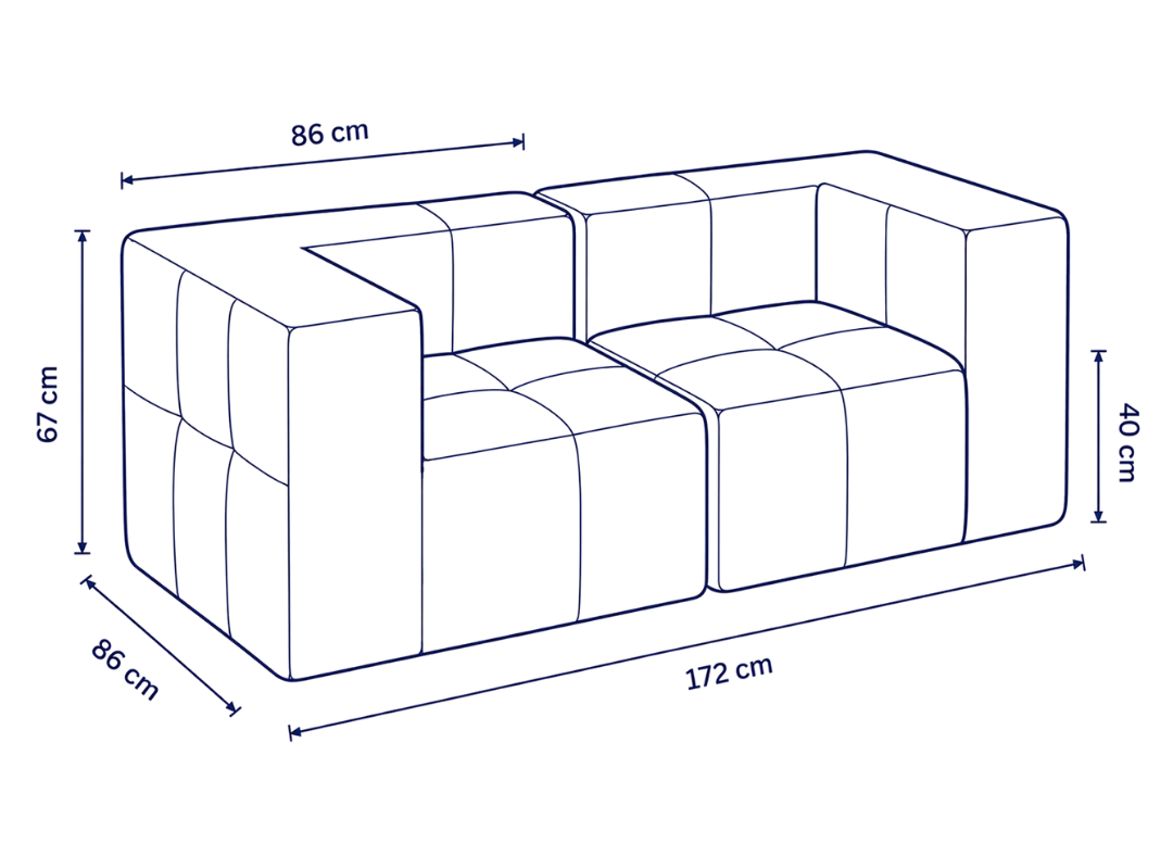 Sofá modular Bold 2 plazas con 2 reposabrazos
