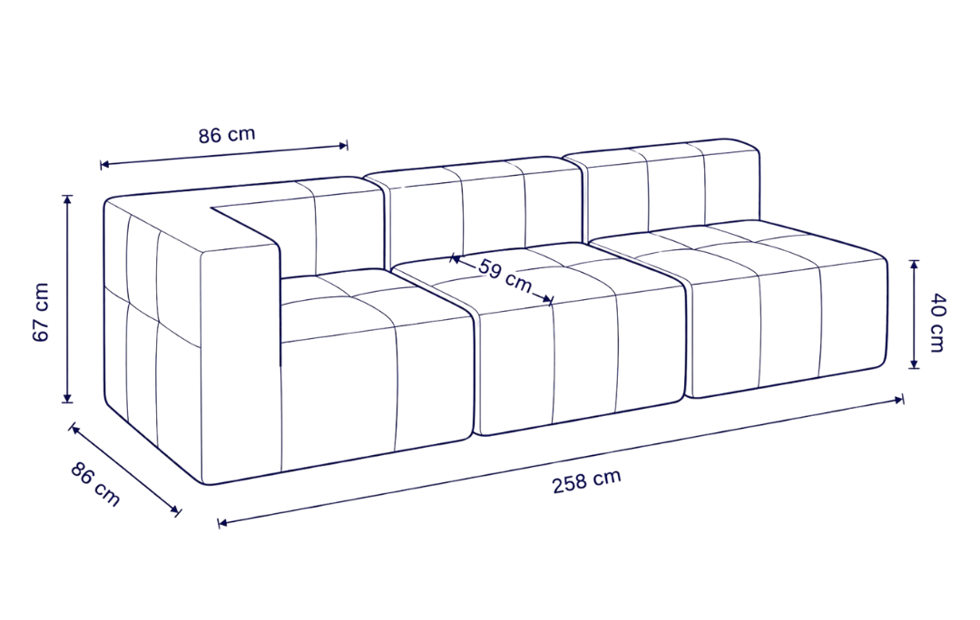 Sofá modular Bold 3 plazas con 1 reposabrazos