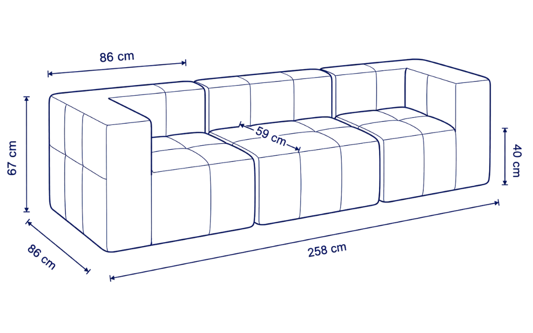 Sofá modular Bold 3 plazas con 2 reposabrazos