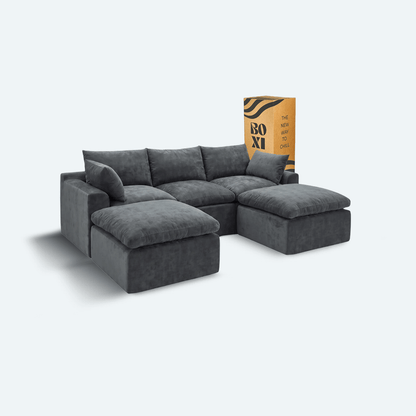Sofá modular Cloud 3 plazas con 2 reposabrazos y 2 pouf