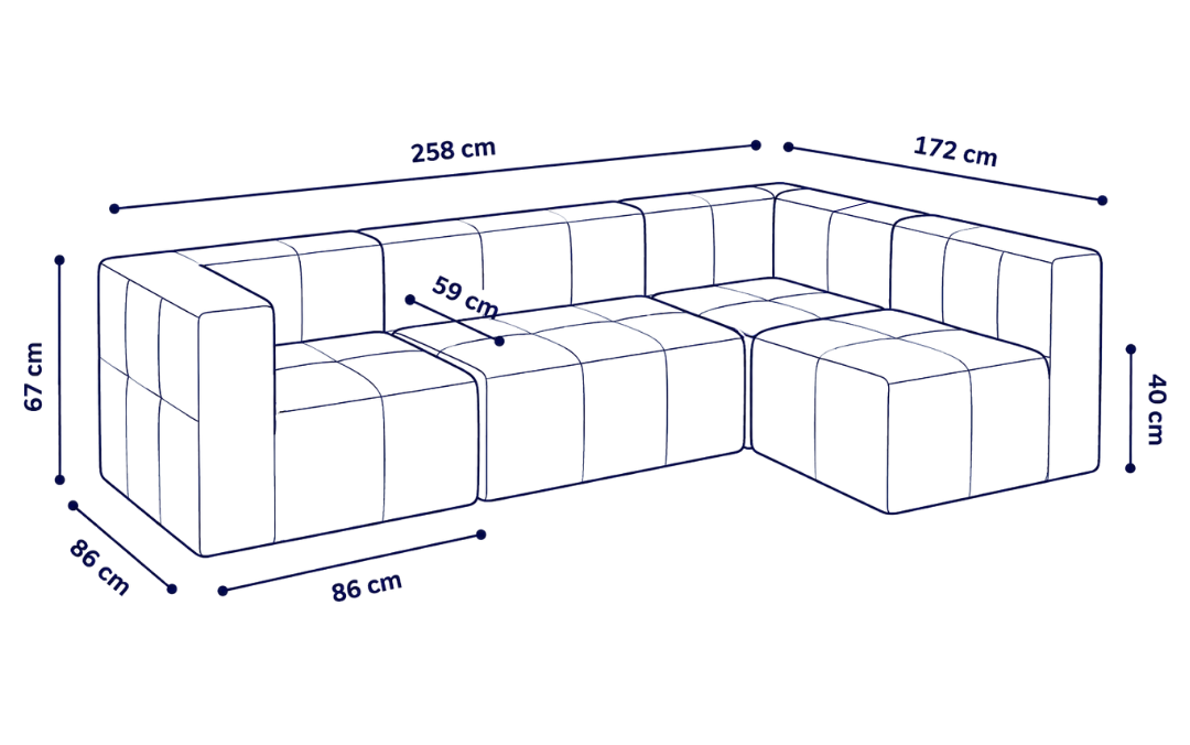 Sofá modular Bold 4 plazas con 2 reposabrazos
