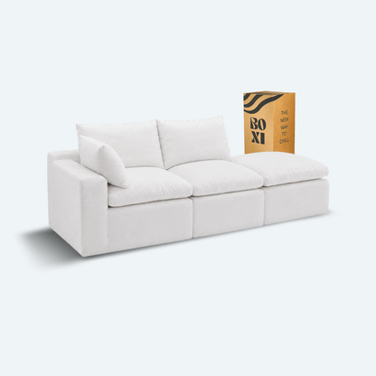 Sofá modular Cloud 2 plazas con 1 reposabrazos y pouf