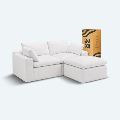 Sofá modular Cloud 2 plazas con 2 reposabrazos y pouf