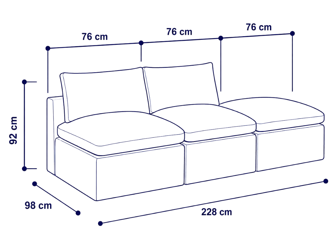 Sofá modular Cloud 2 plazas con pouf