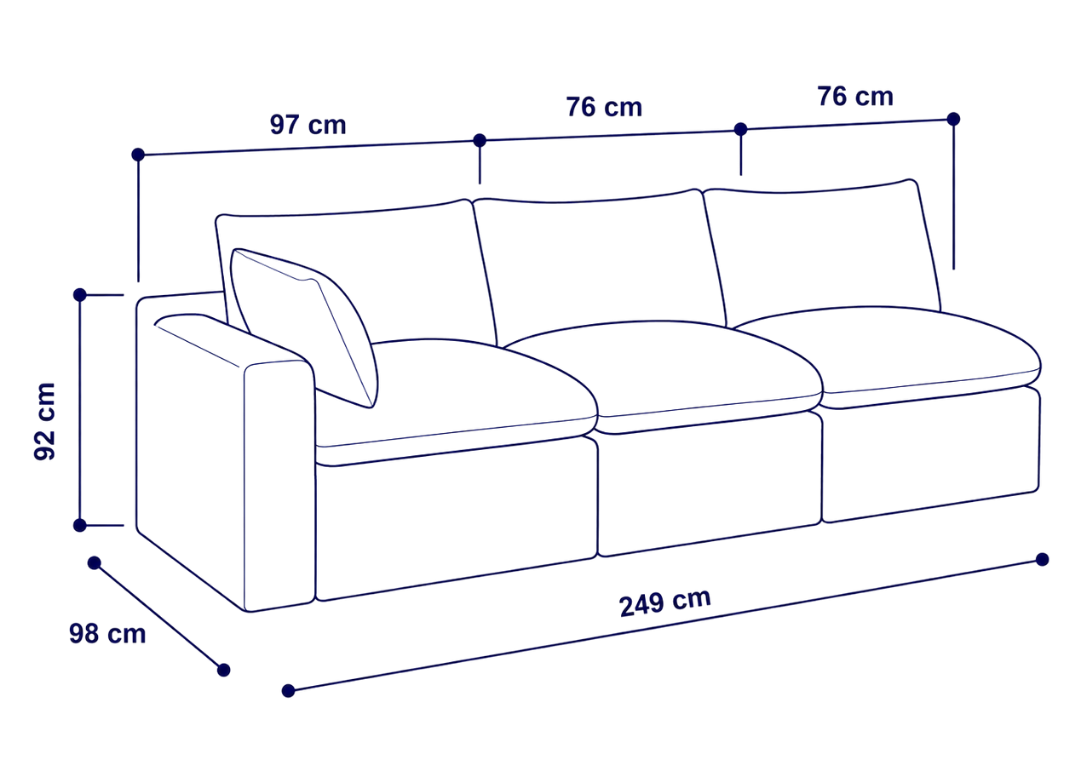 Sofá modular Cloud 3 plazas con 1 reposabrazos