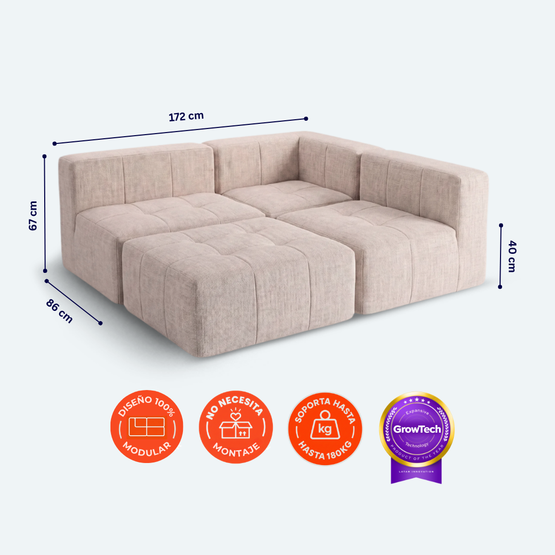 Sofá modular Bold 3 plazas con 1 poufs