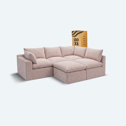 Sofá modular Cloud 4 plazas con 2 reposabrazos y pouf