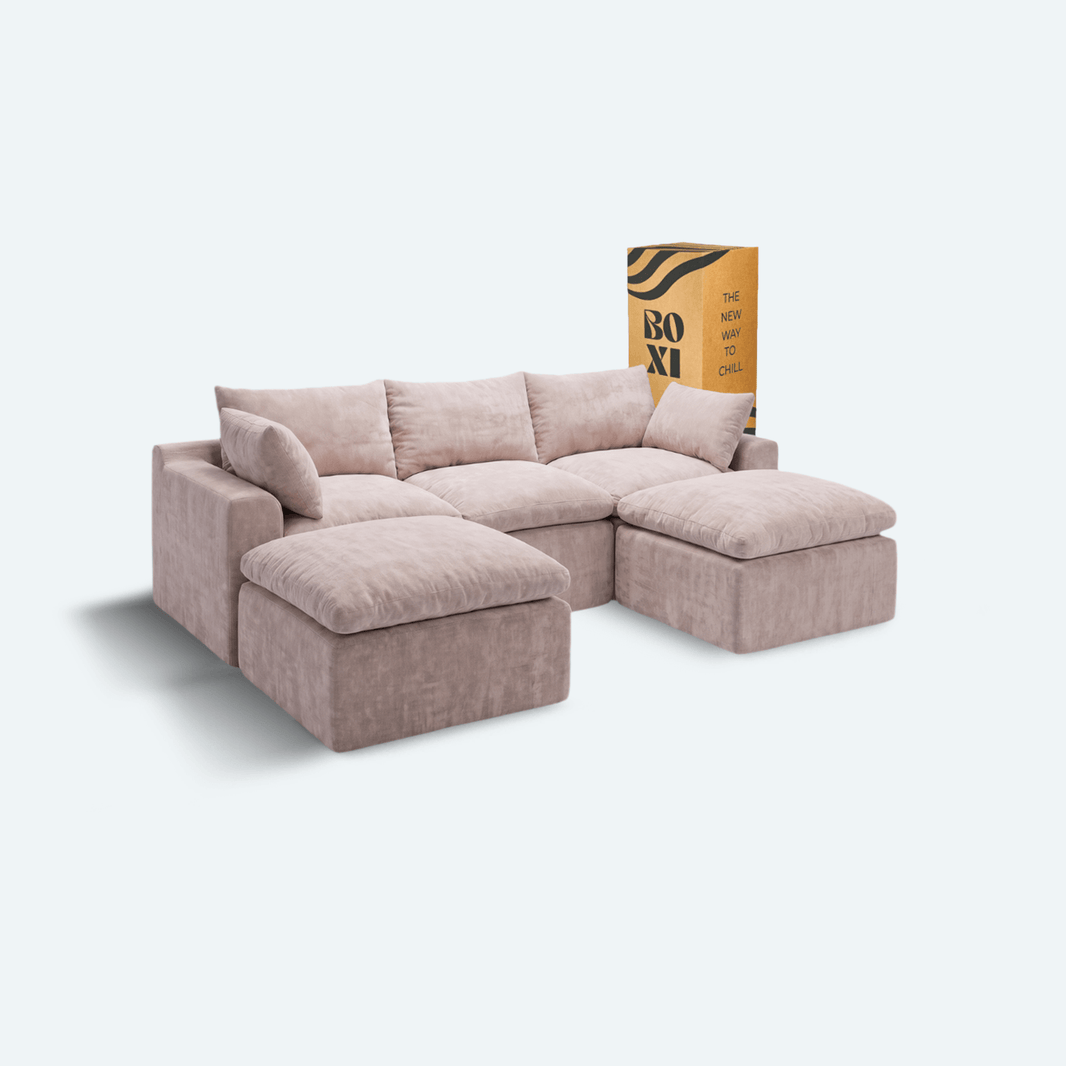 Sofá modular Cloud 3 plazas con 2 reposabrazos y 2 pouf
