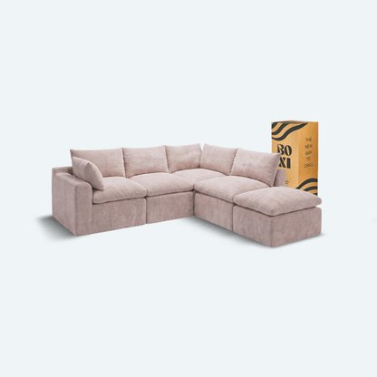 Sofá modular Cloud 4 plazas con 2 reposabrazos y pouf
