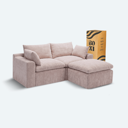 Sofá modular Cloud 2 plazas con 2 reposabrazos y pouf